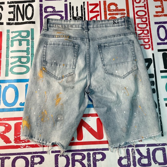 Ripped denim jean shorts Sz 34 - Picture 3 of 4